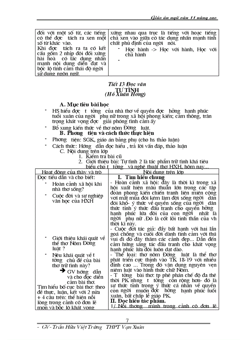 image for page Giáo án kì I Nâng cao lớp 11