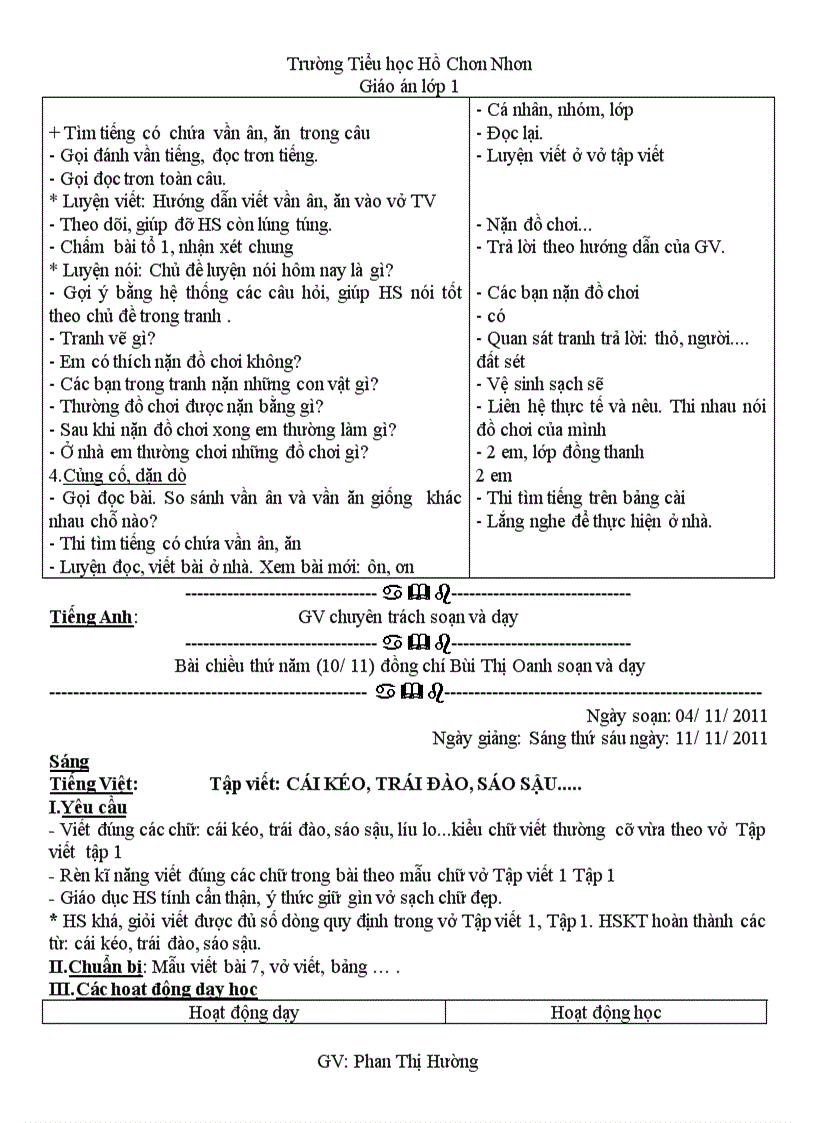 image for page Giao an lop 1 tuan 11