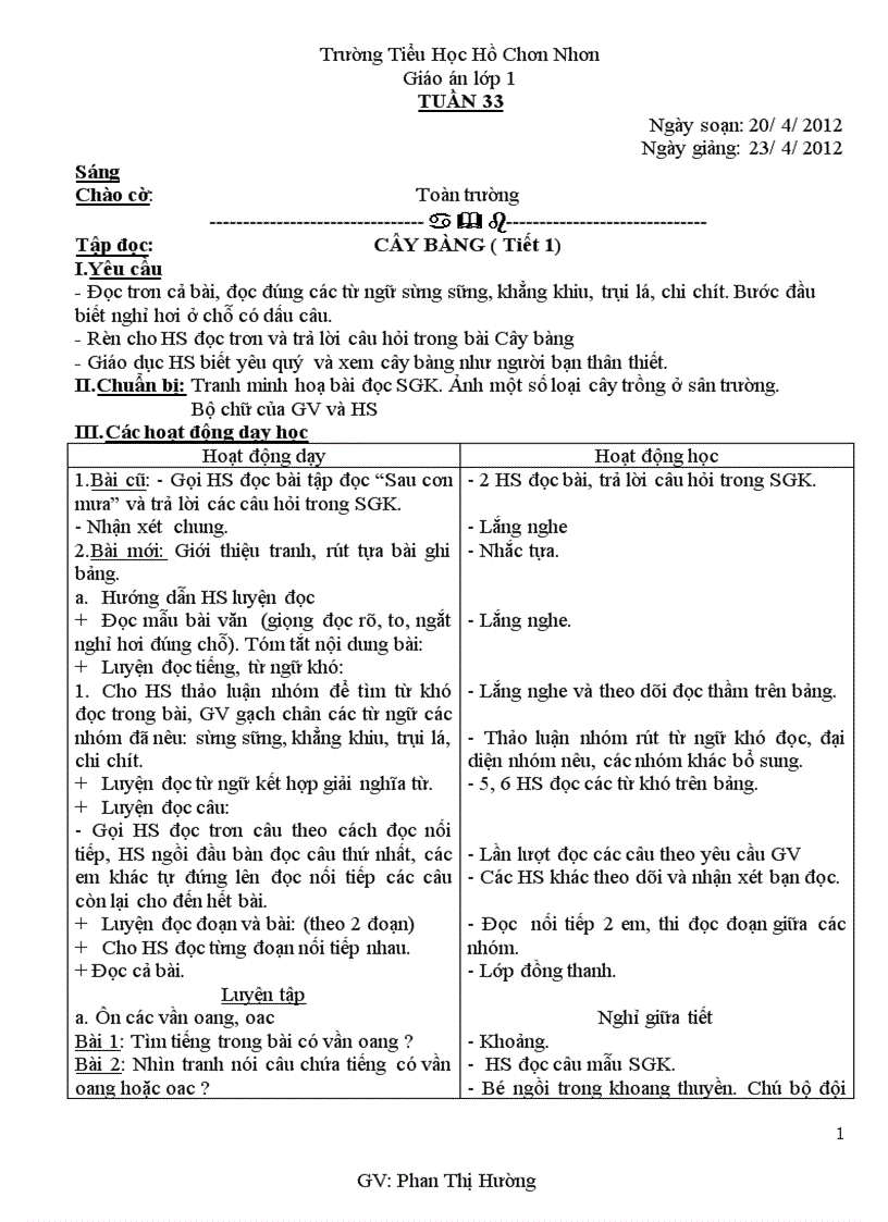 image for page Giao an lop 1 tuan 33