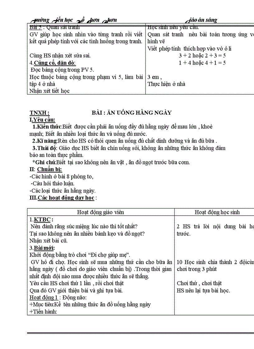 image for page Giáo án lớp 1 tuần 8