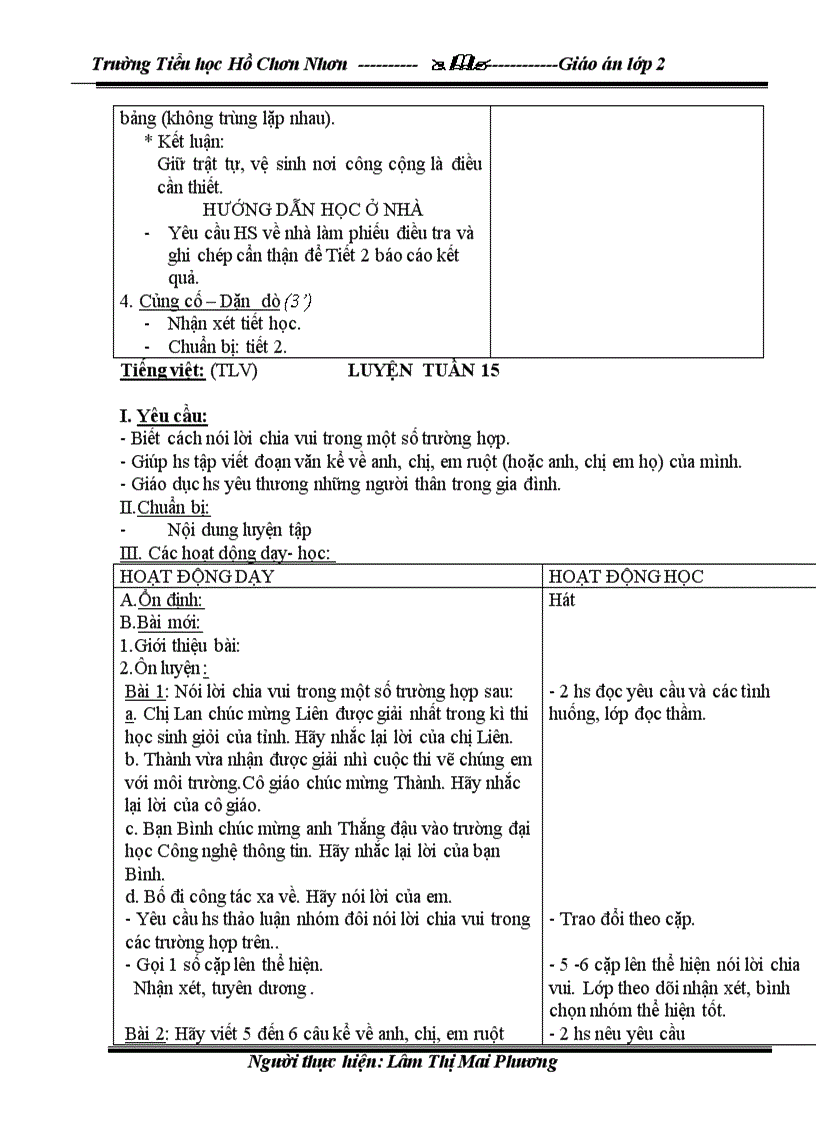 image for page Giáo án lớp 2 T 15