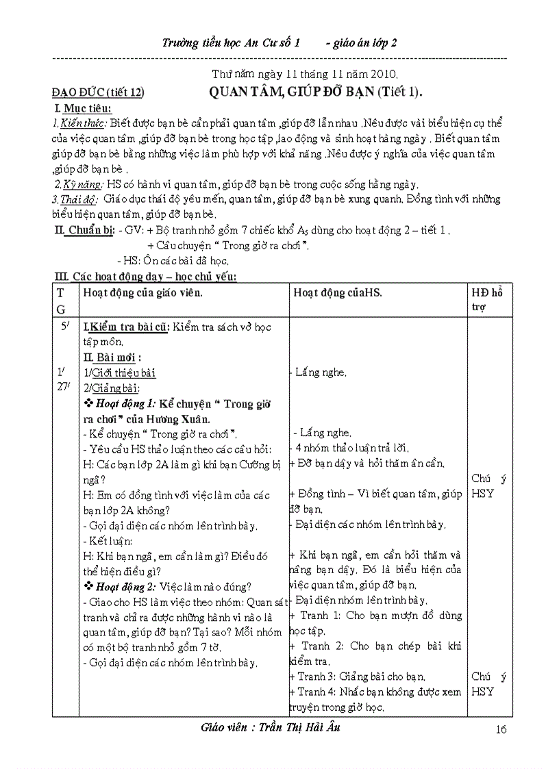 image for page Giáo án lớp 2 tuần 12 chuẩn