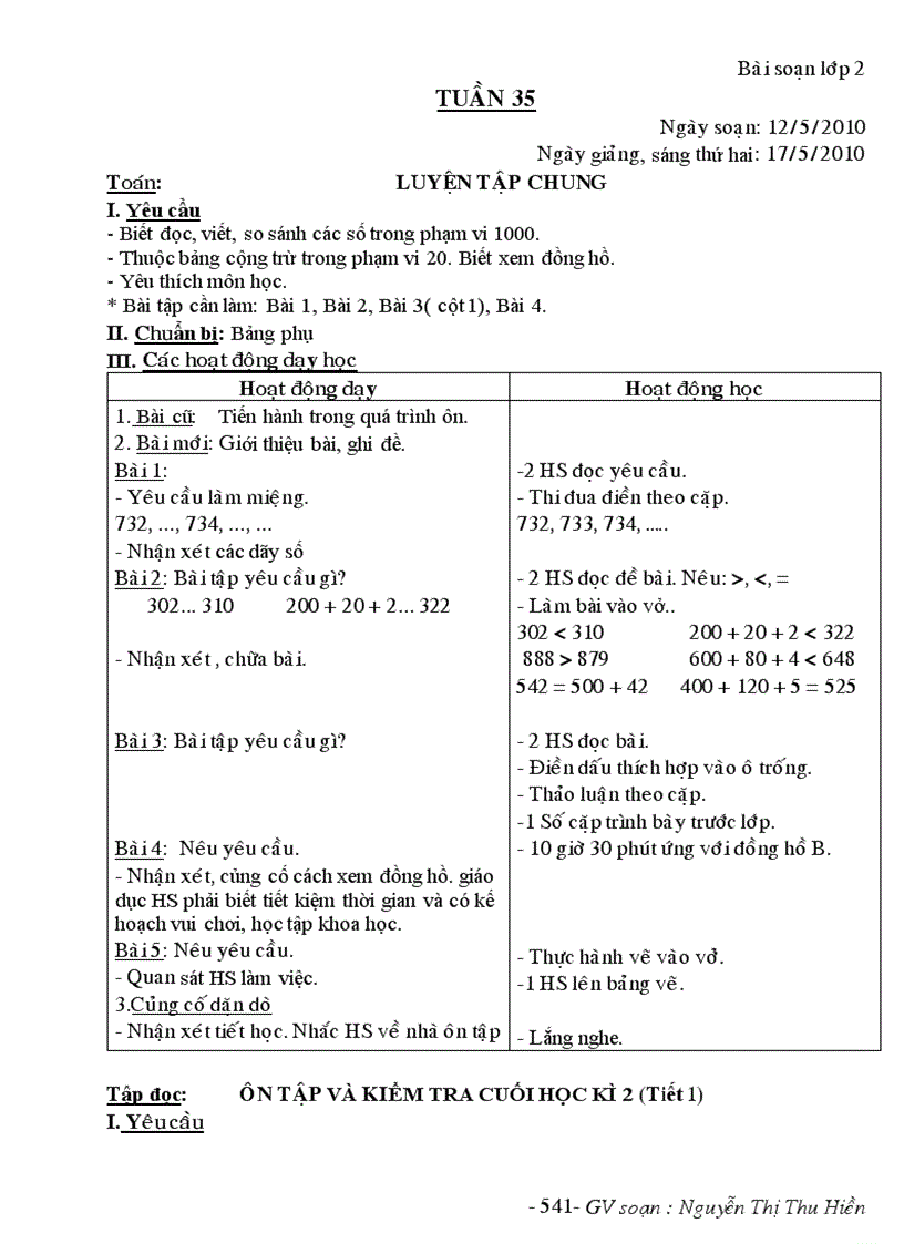 image for page Giao an lop 2 tuan 35 s