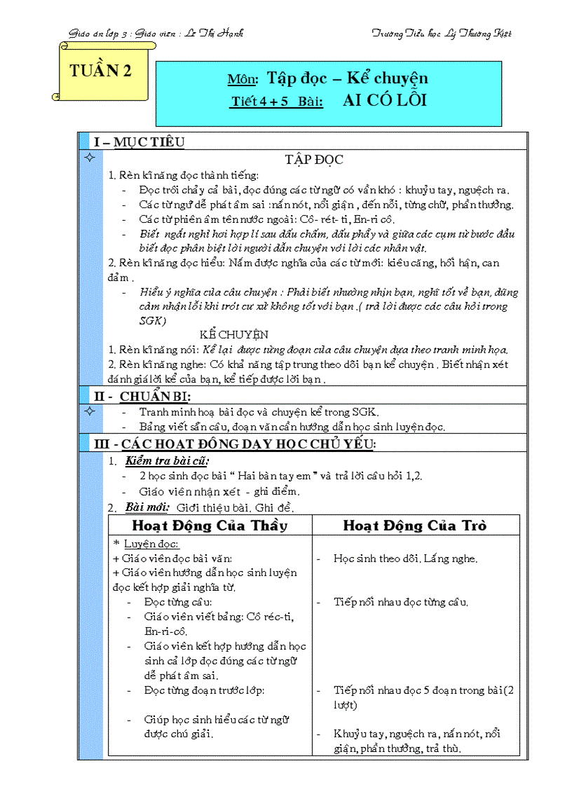 image for page Giao an lop 3 tuan 2 thu 2 3
