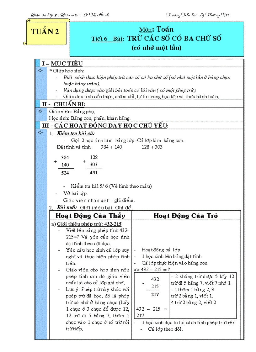 image for page Giao an lop 3 tuan 2 thu 2 3