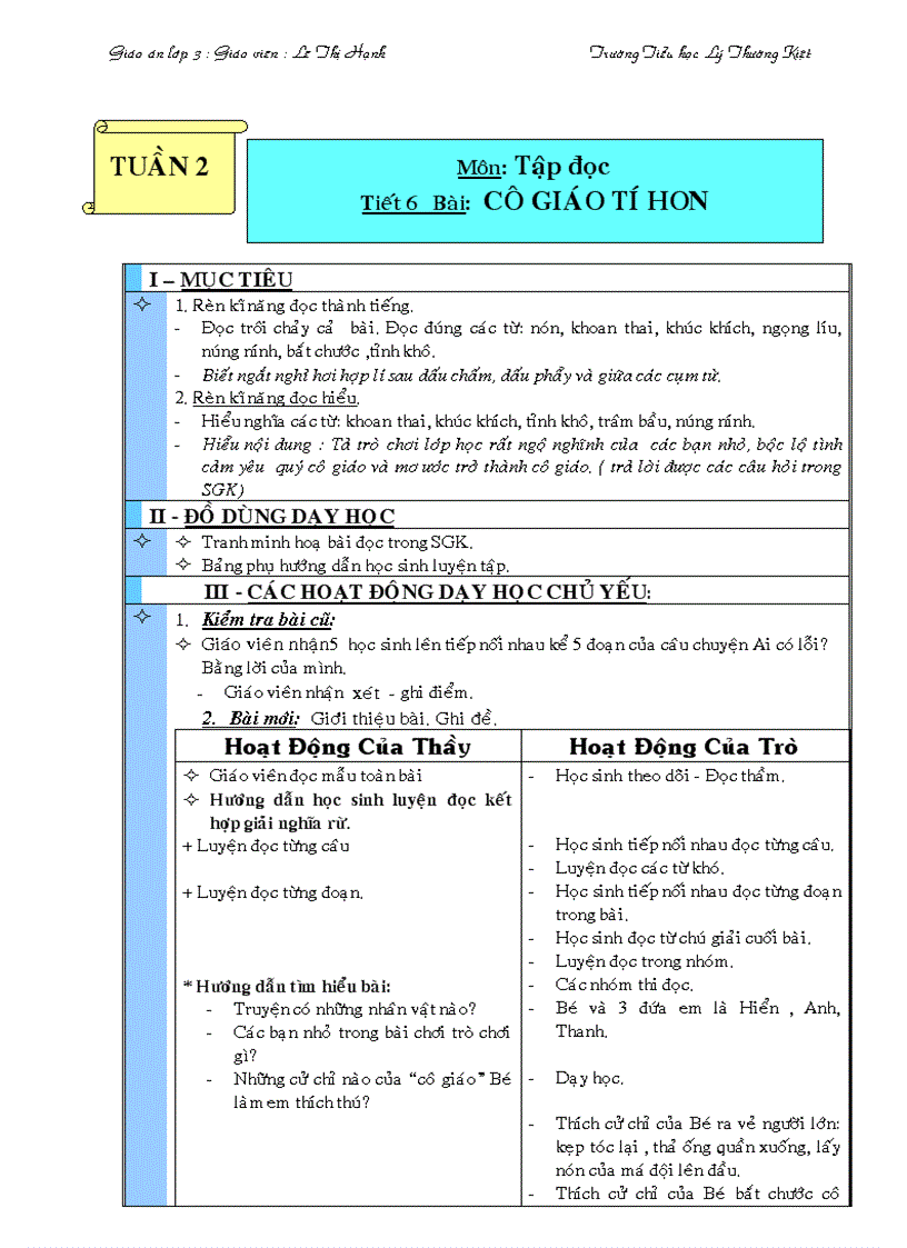 image for page Giao an lop 3 tuan 2 thu 2 3