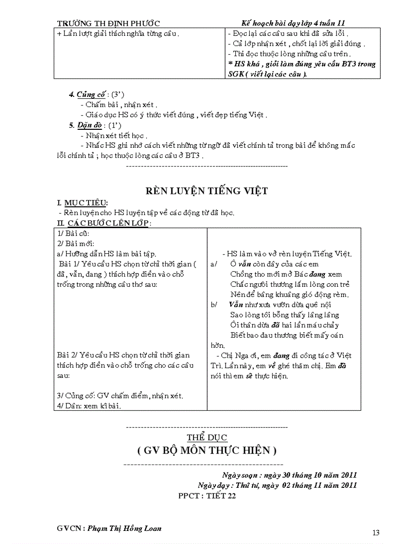 image for page Giáo án lớp 4 tuần 11