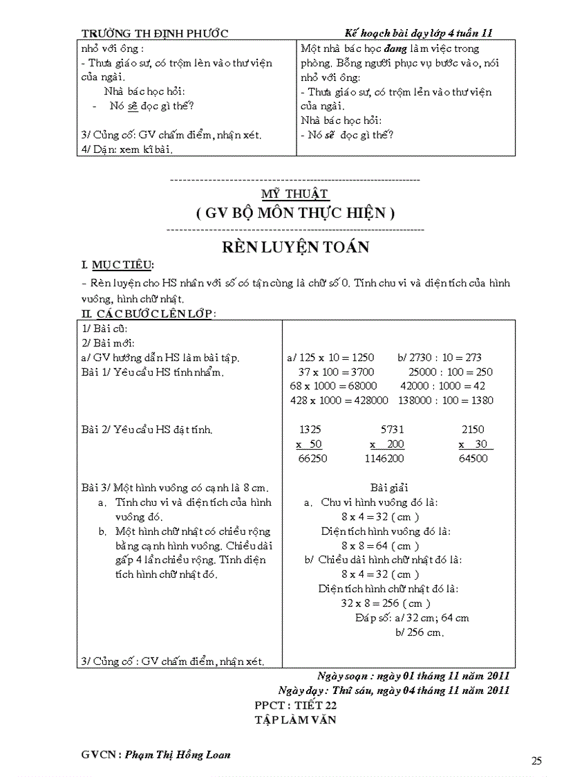 image for page Giáo án lớp 4 tuần 11