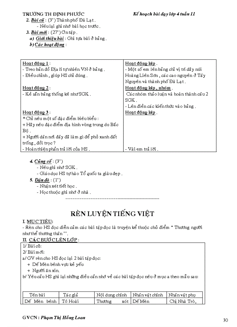 image for page Giáo án lớp 4 tuần 11