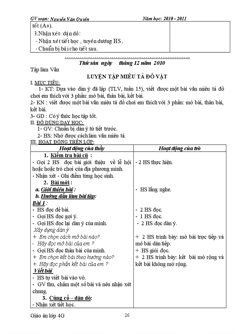 image for page Giáo án lớp 4 tuần 16