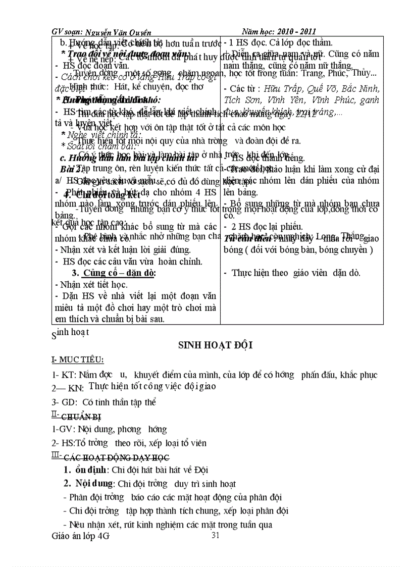 image for page Giáo án lớp 4 tuần 16