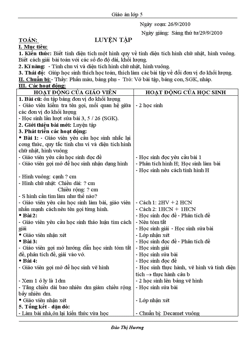 image for page Giáo án lớp 5 tuần 5Năm học 2010 2011