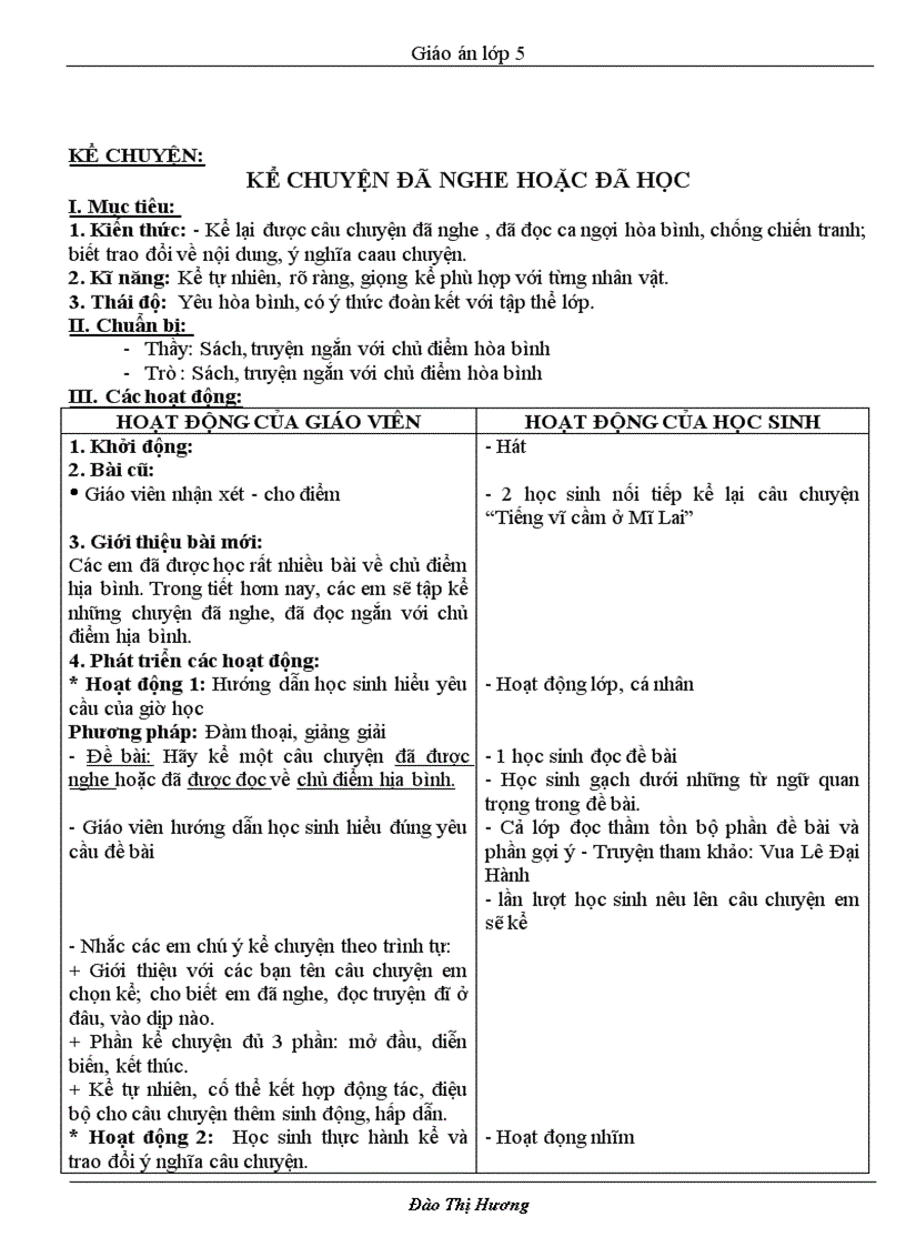 image for page Giáo án lớp 5 tuần 5Năm học 2010 2011