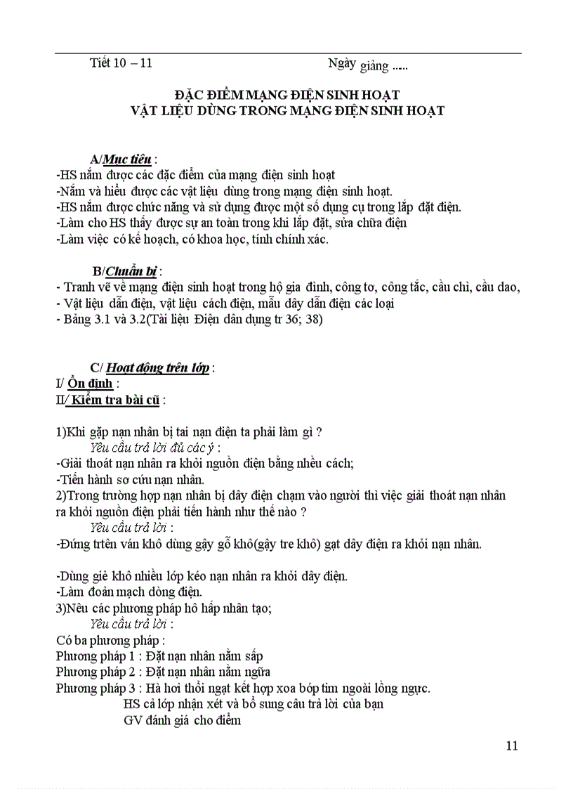 image for page Giáo án nghề điện dân dụng 70 tiết mới nhất