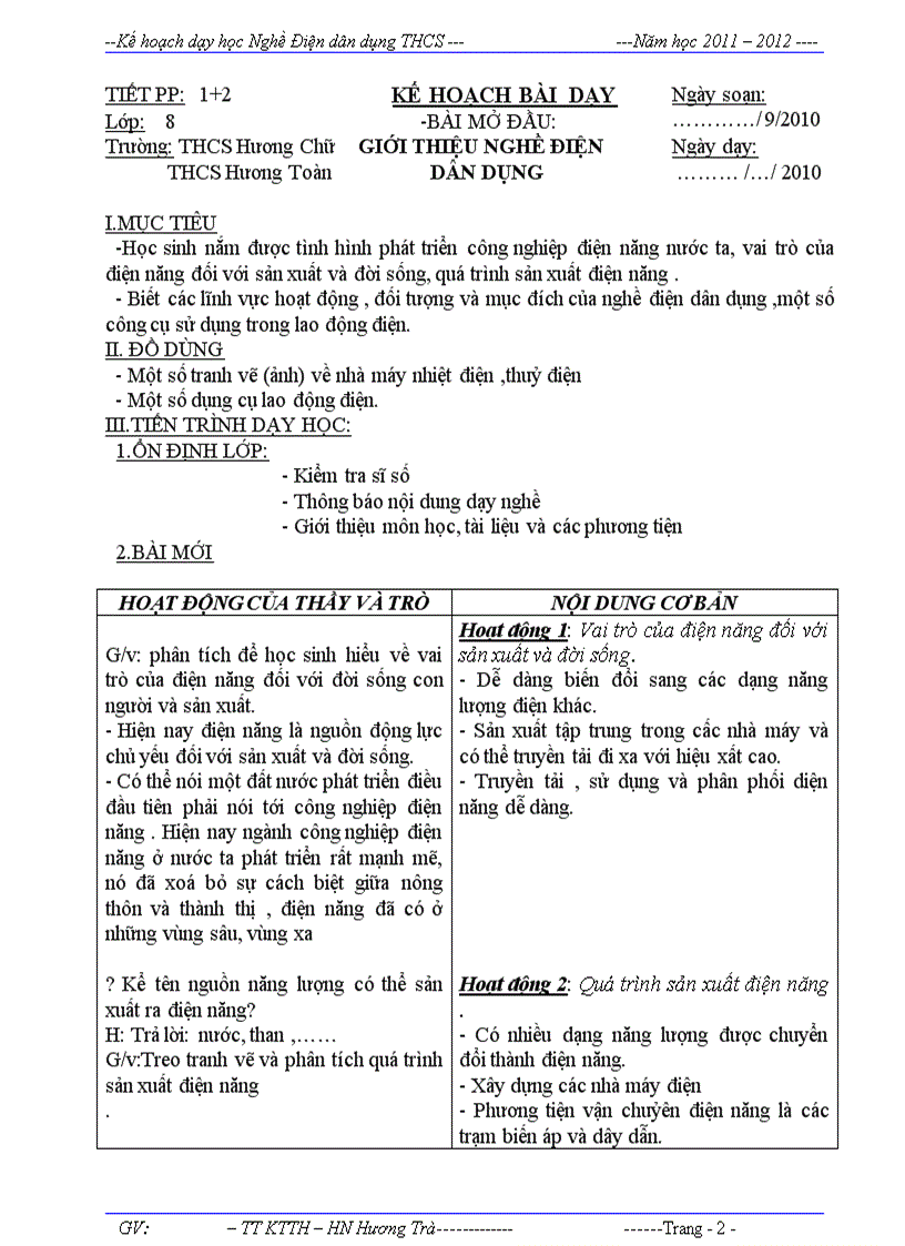 image for page Giáo án Nghề Điện Dân dụng 70 tiết