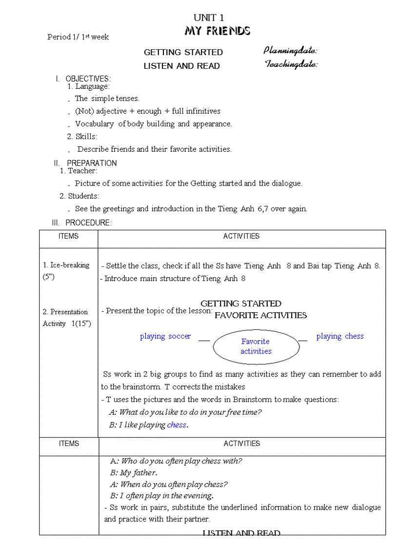 image for page Giáo án TIếng Anh 8 tron bo