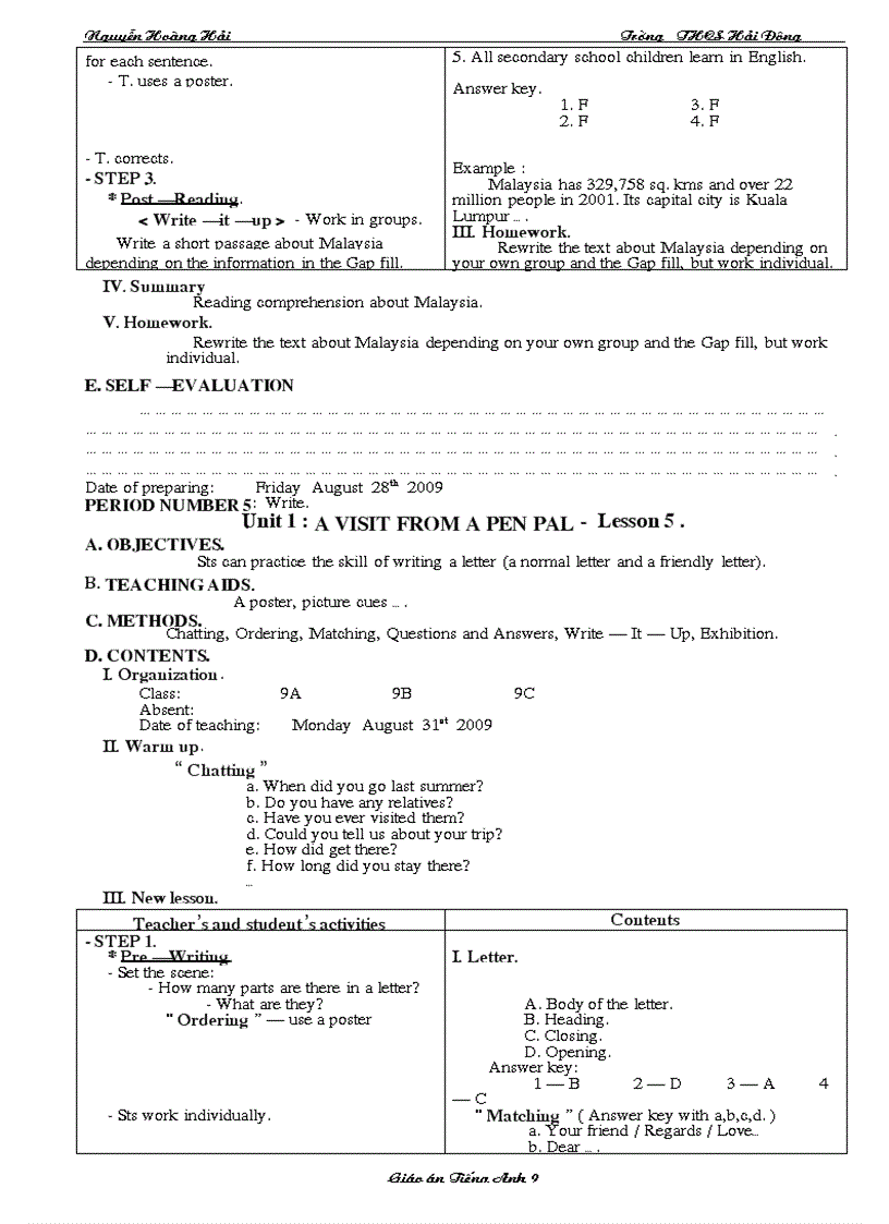 image for page Giao an Tieng Anh 9 Ky I hay