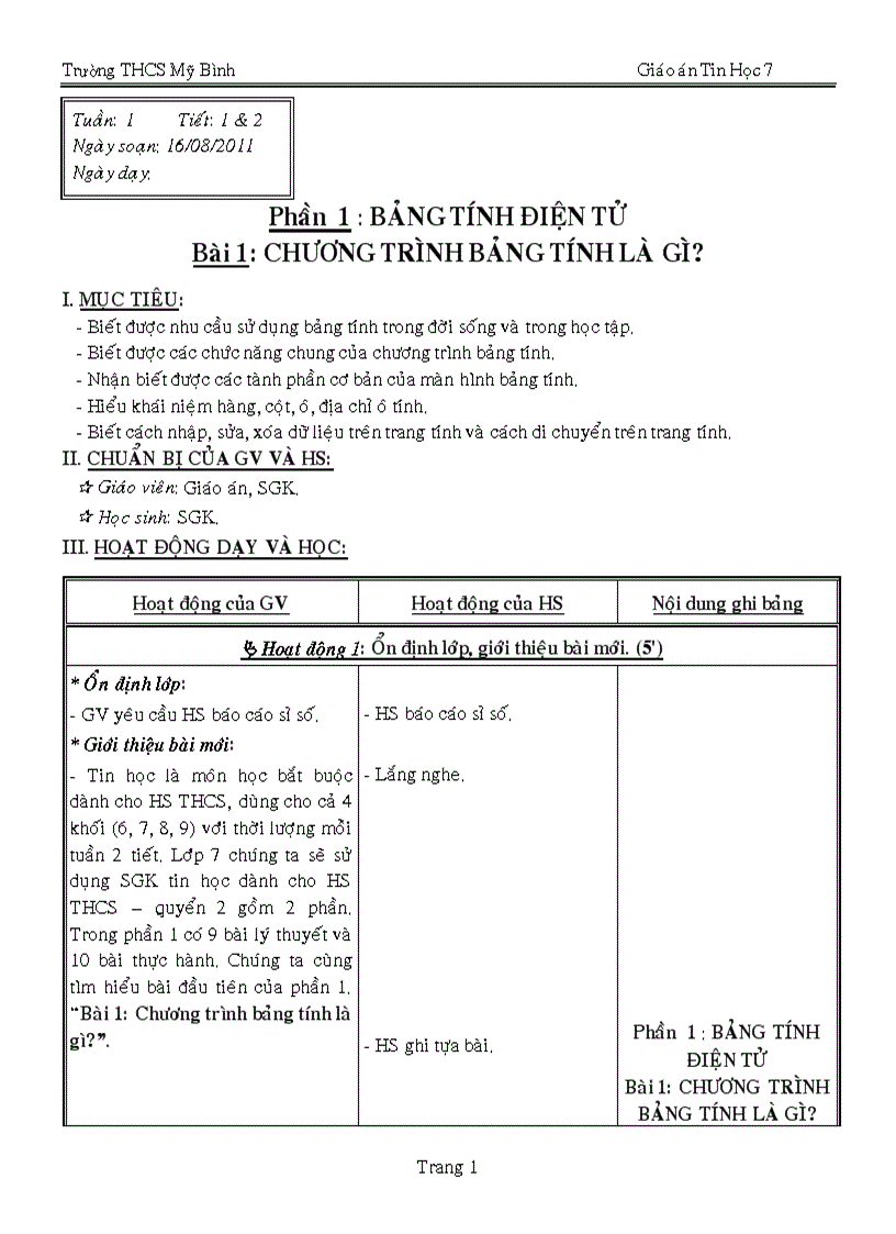 image for page Giao an Tin 7 Tuan 1