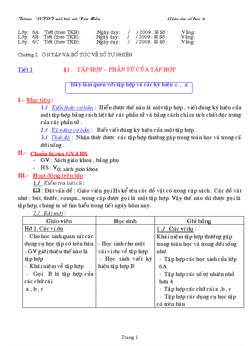 image for page Giáo án toán 6 3 cột chuẩn