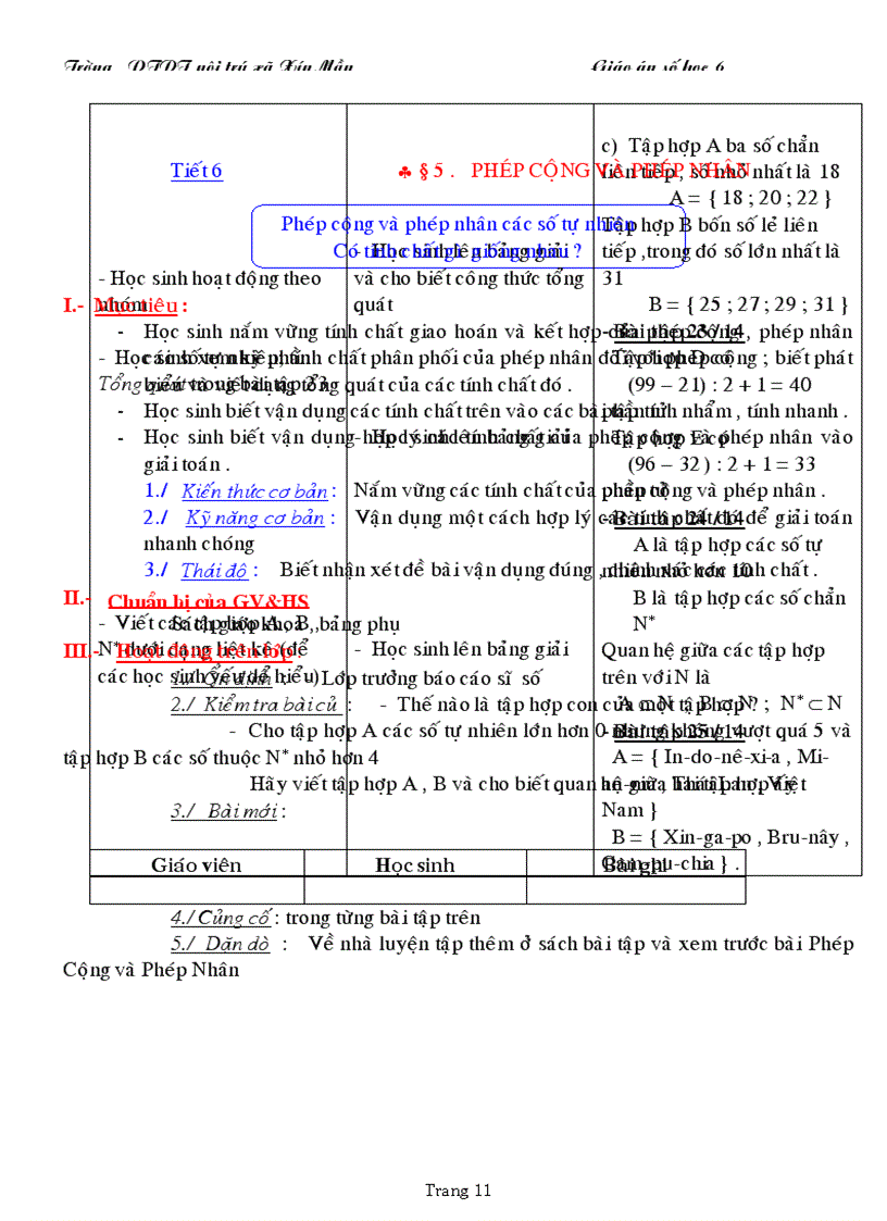 image for page Giáo án toán 6 3 cột chuẩn