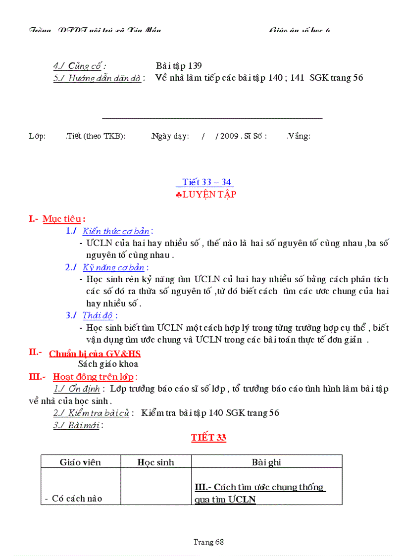image for page Giáo án toán 6 3 cột chuẩn