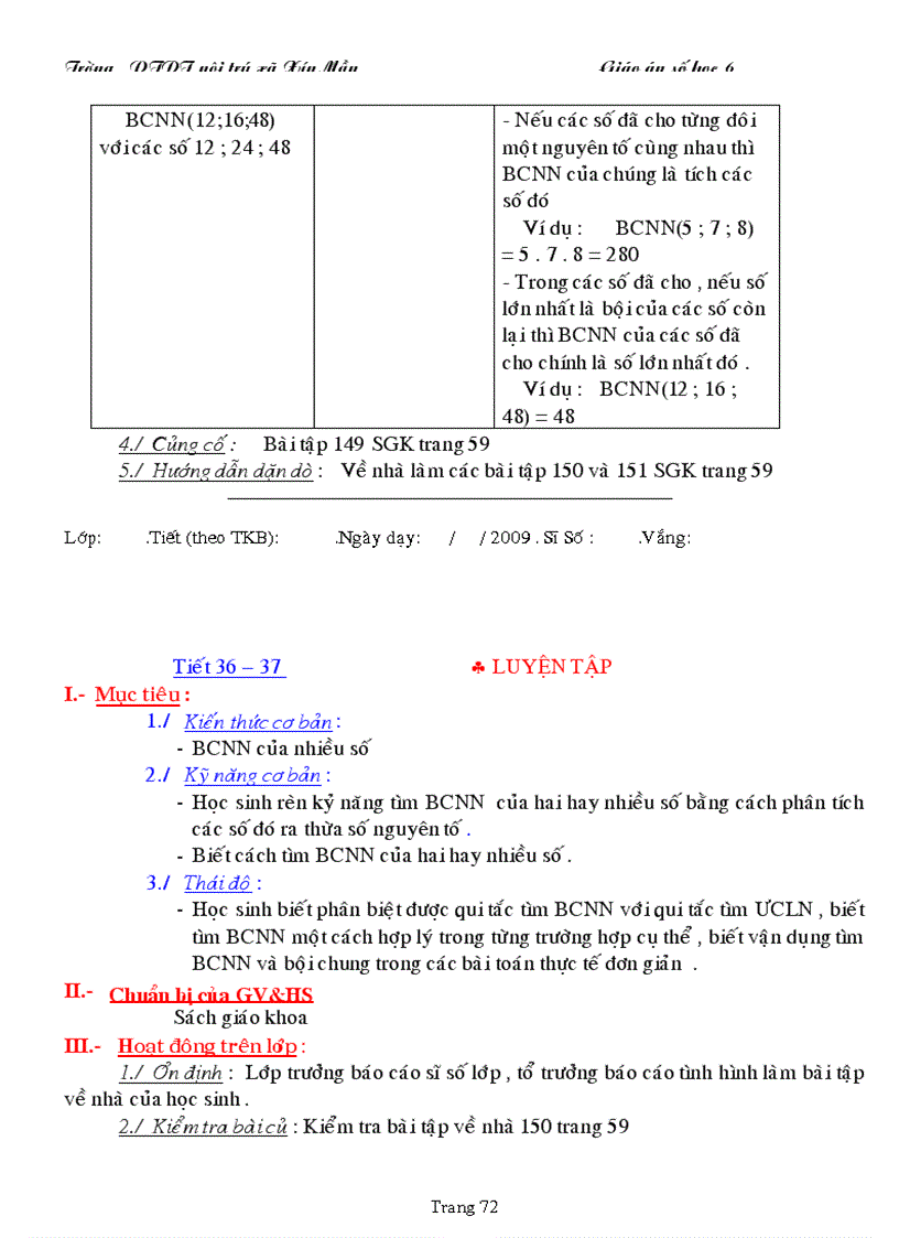 image for page Giáo án toán 6 3 cột chuẩn