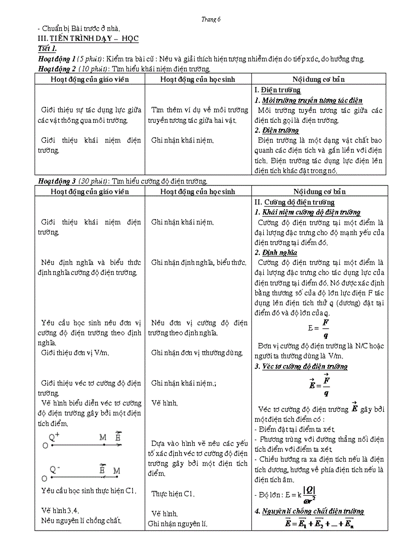 Giáo án Vật lý 11 cơ bản