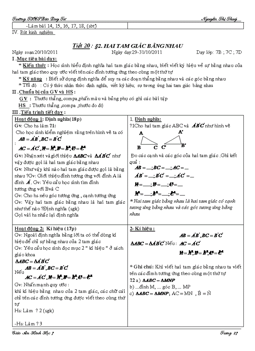 image for page Giáo án Hình Học 7