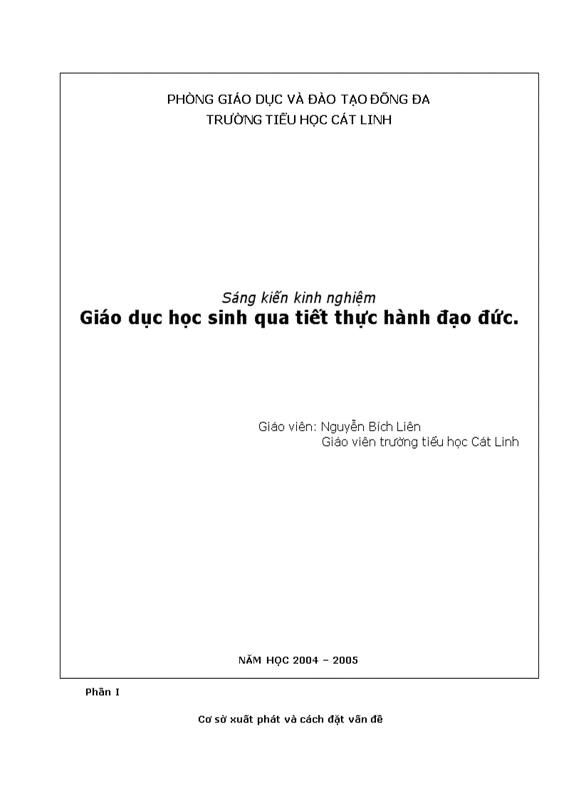 Giáo dục học sinh qua tiết thực hành đạo đức