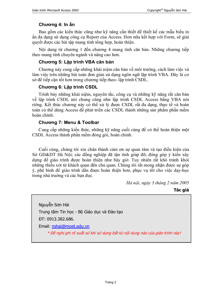 image for page Giáo trình Access2000