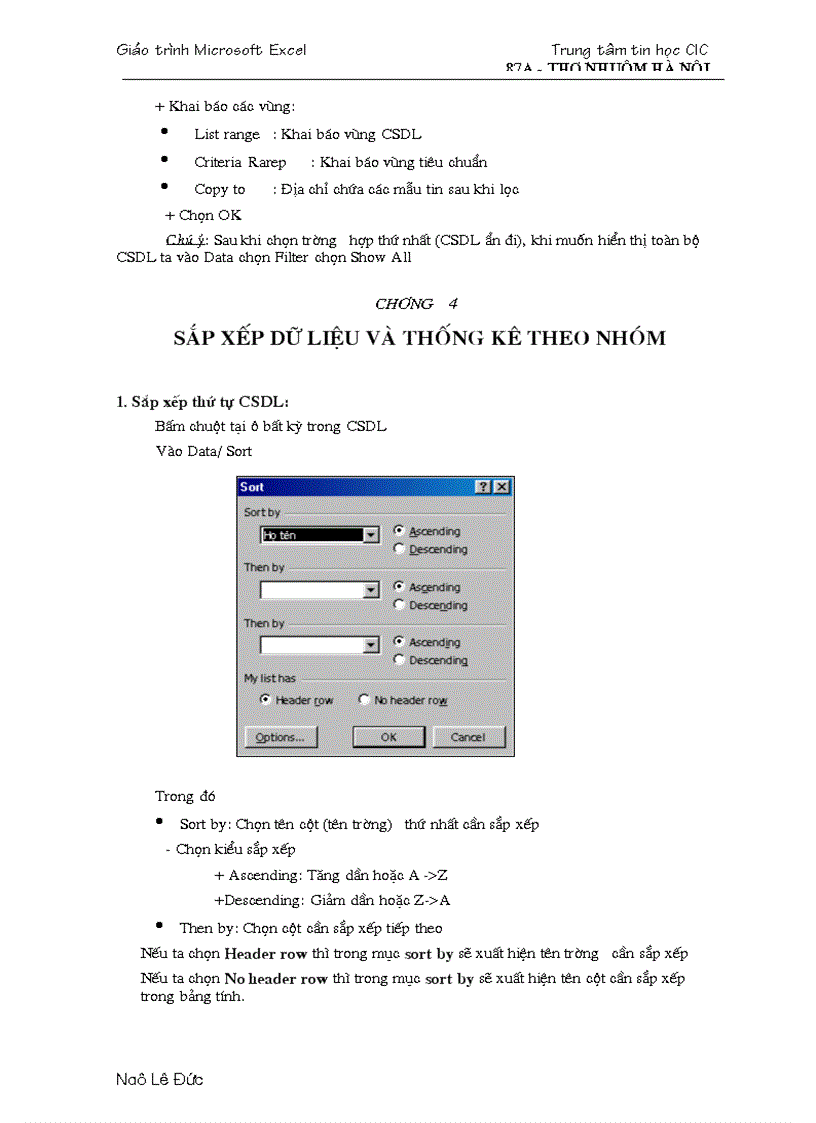 image for page Giao trinh Excel nang cao