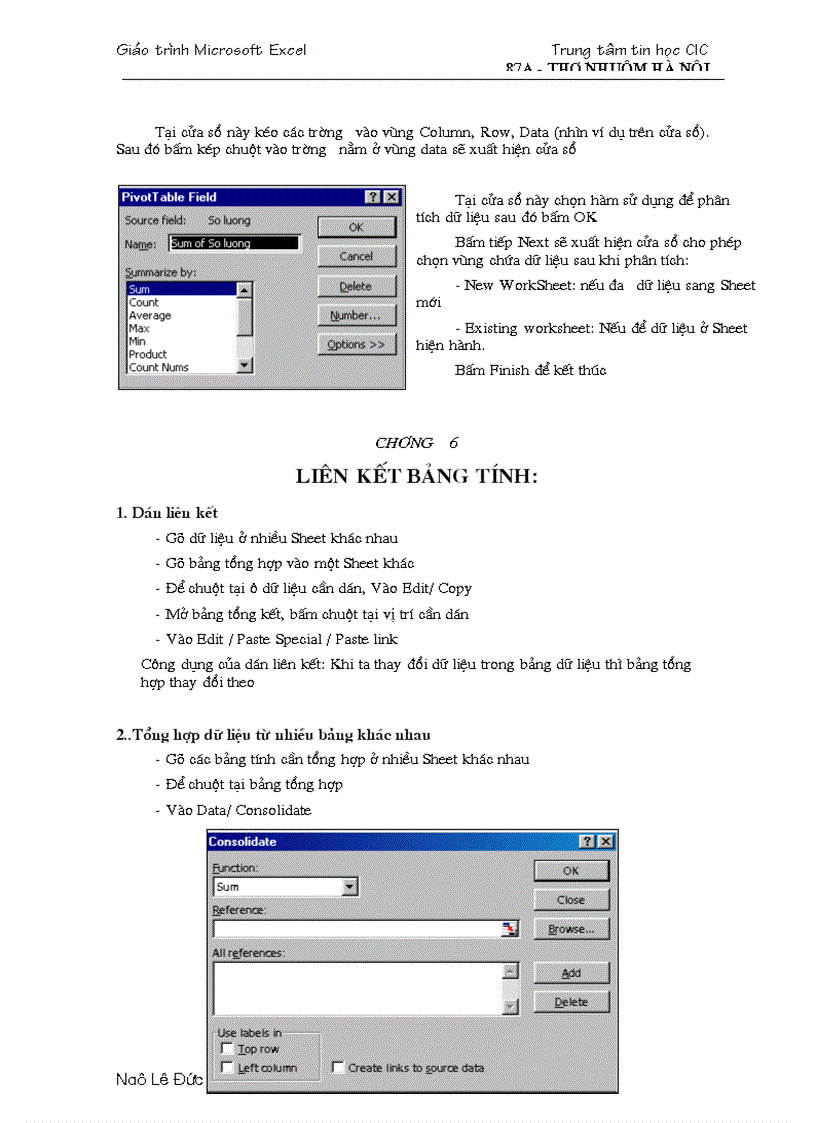 image for page Giao trinh Excel nang cao