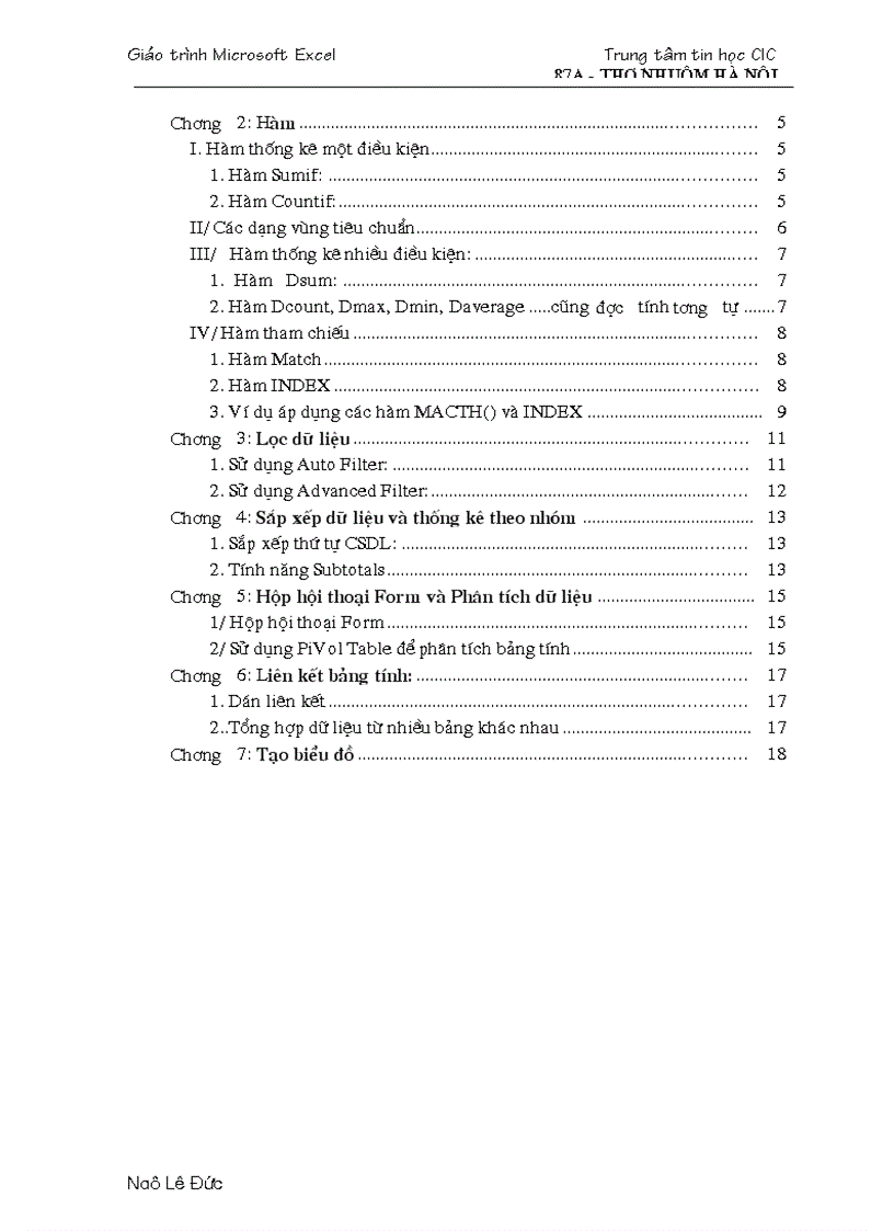 image for page Giao trinh Excel nang cao