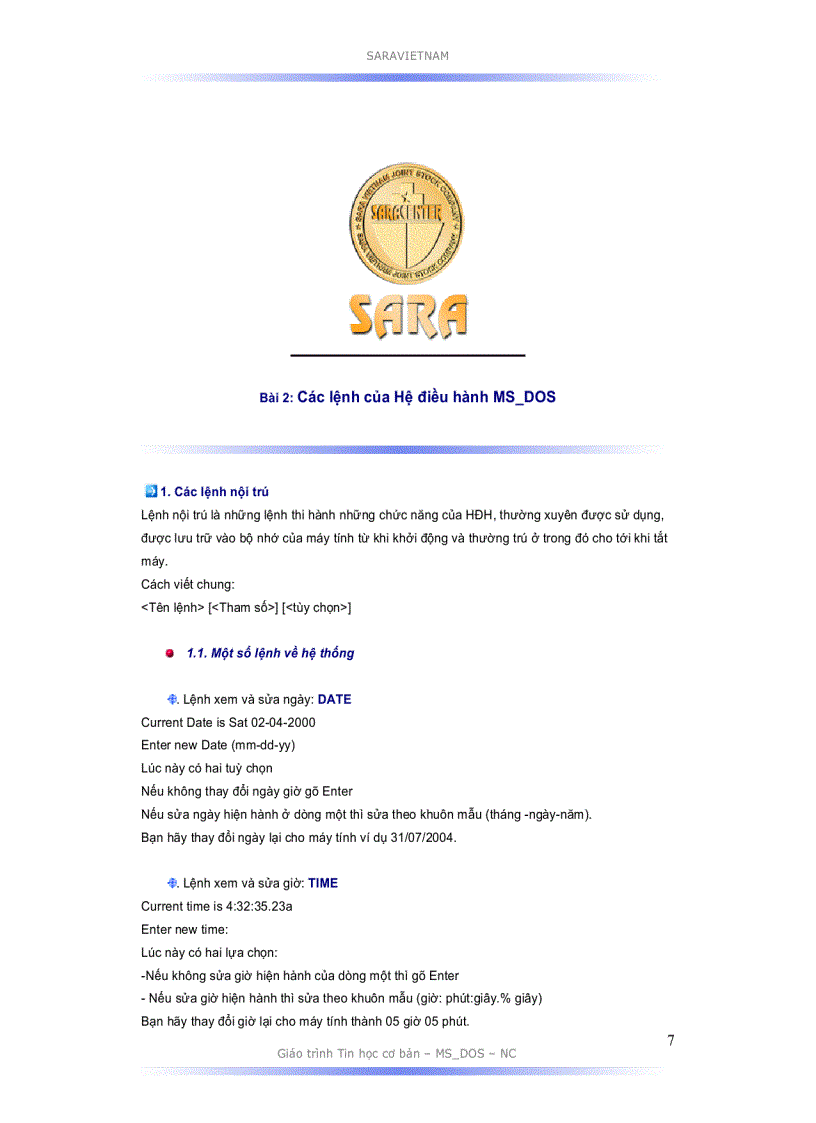 image for page Giáo trình MS DOS
