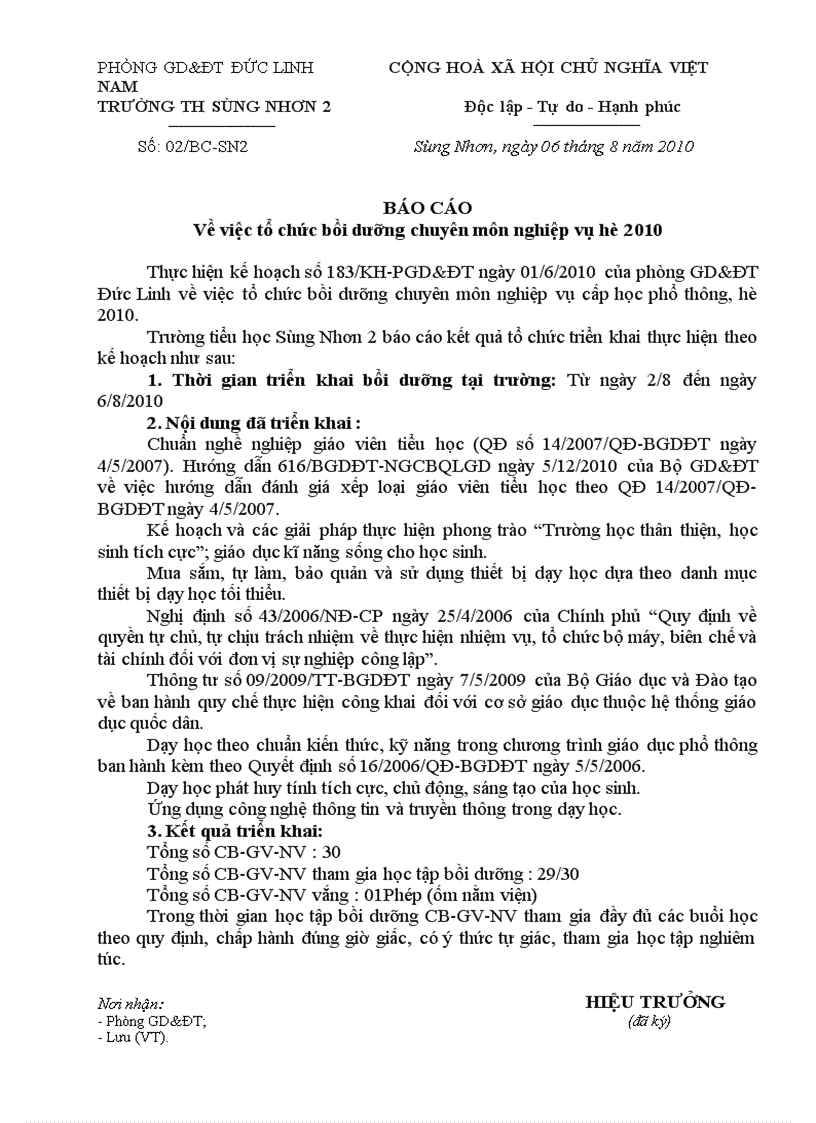 image for page Gửi Báo cáo học CMNV hè 2010