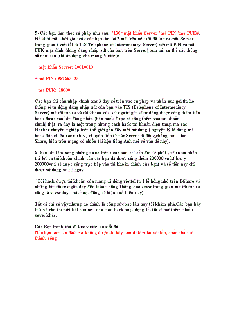 image for page Hack tiền mạng Vietel