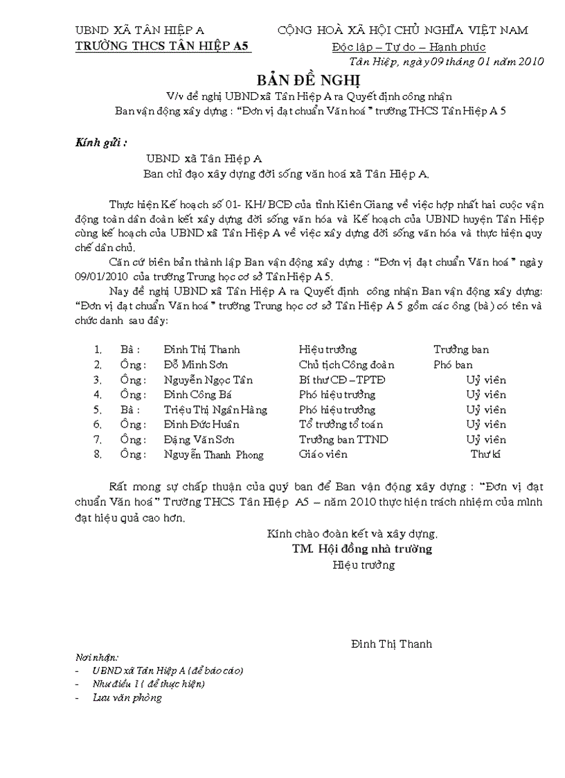 image for page Hồ sơ công nhận Đơn vị đạt chuẩn văn hóa