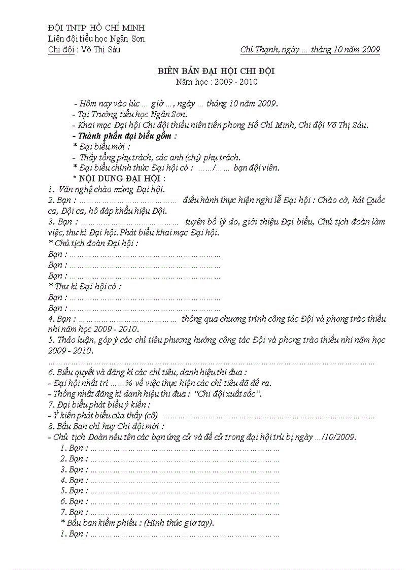 image for page Ho so Dai hoi Lien doi 2010 2011