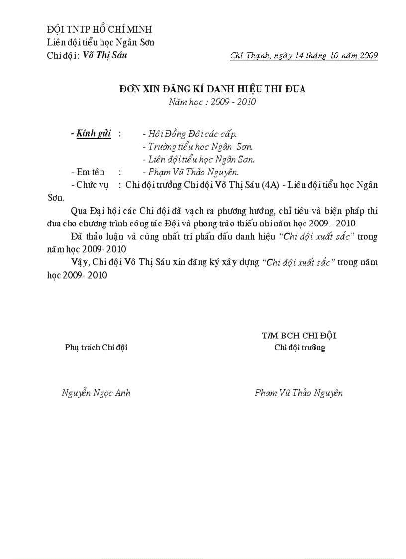 image for page Ho so Dai hoi Lien doi 2010 2011