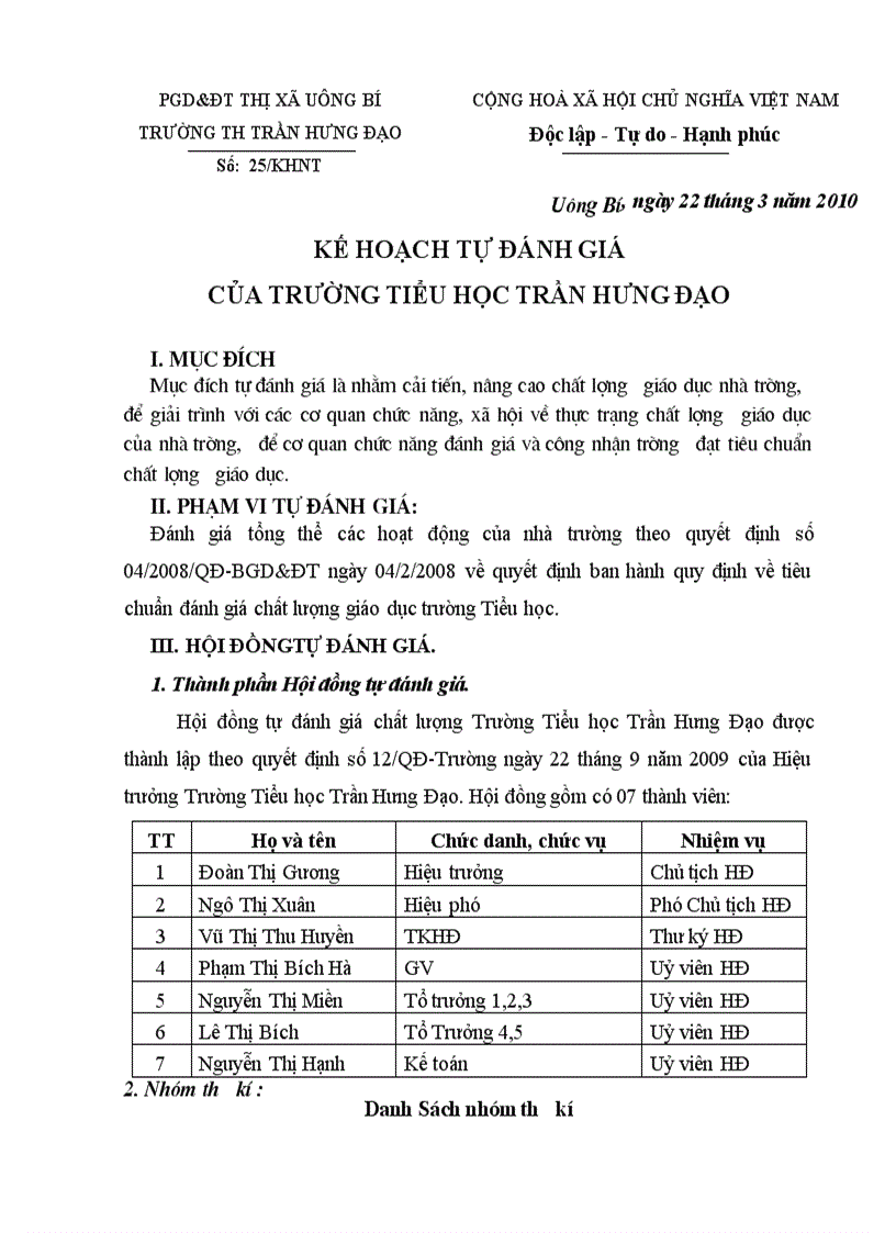image for page Hồ sơ đánh giá CL trường TH đầy đủ