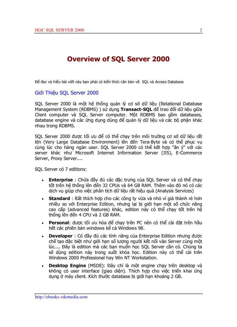 Học SQL Server 2000