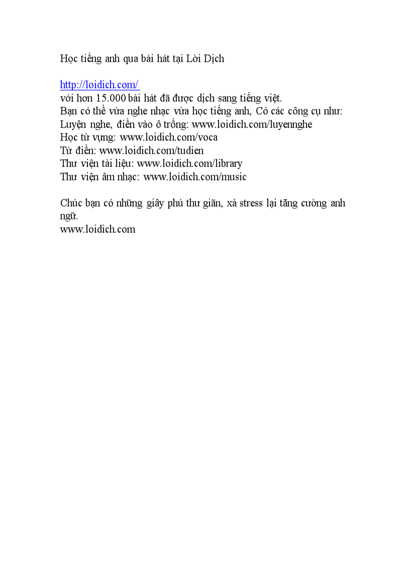 image for page Học tiếng anh qua bài hát tại Lời Dịch
