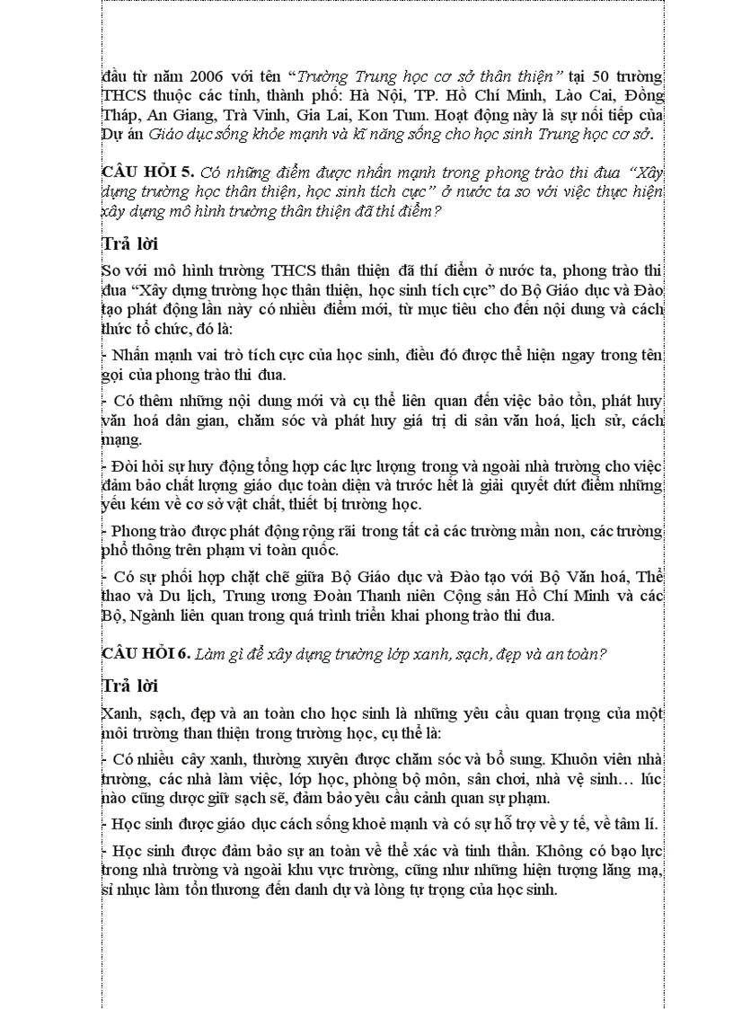 image for page Hỏi đáp về trường học thân thiện học sinh tích cực