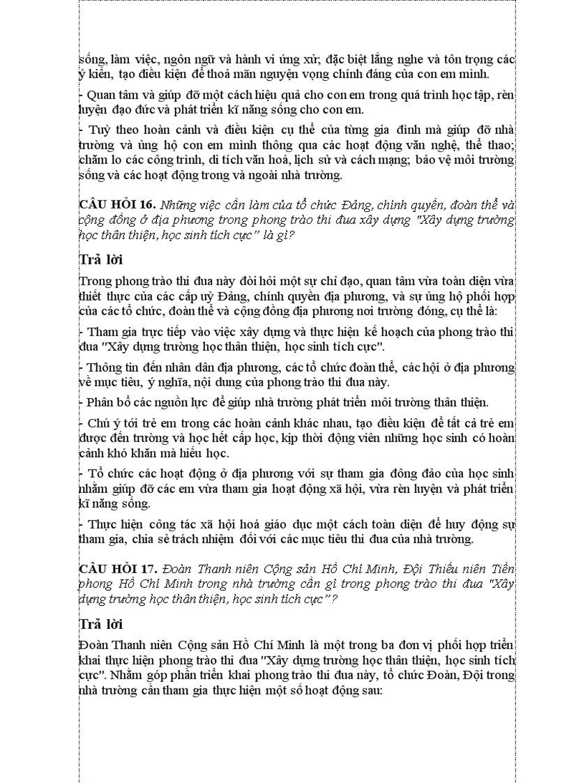 image for page Hỏi đáp về trường học thân thiện học sinh tích cực