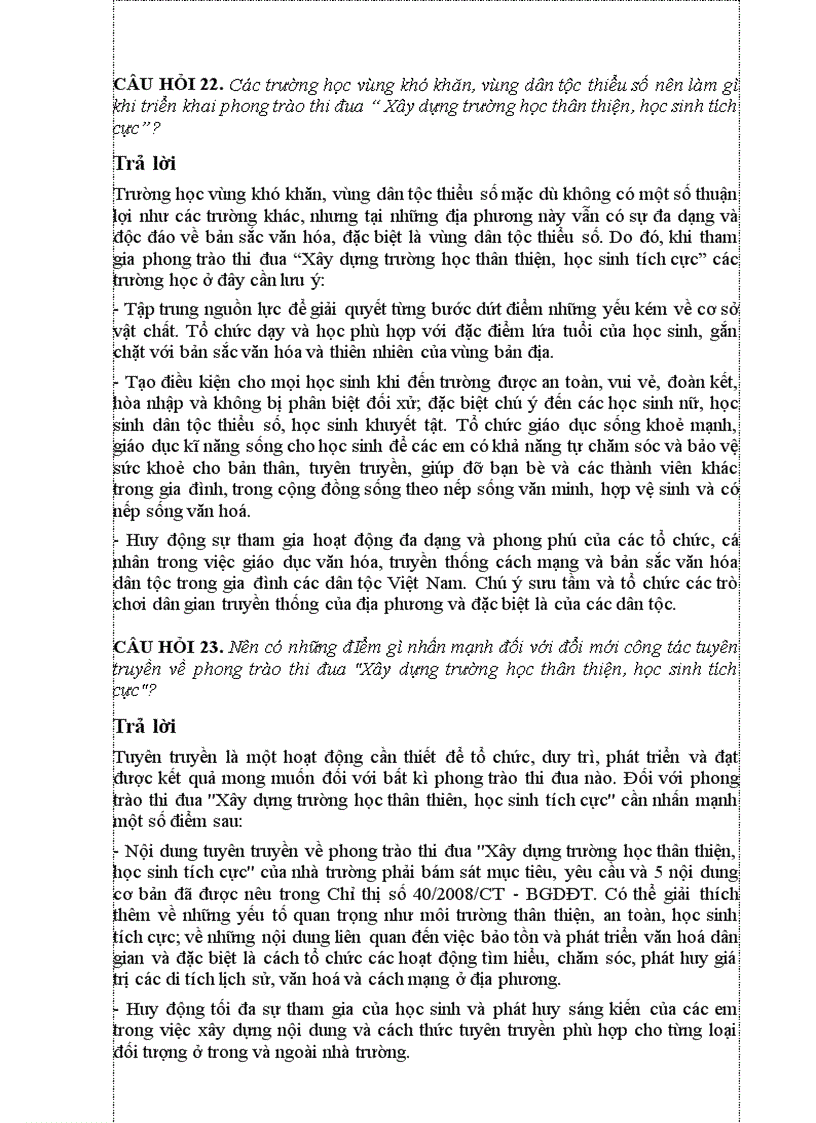 image for page Hỏi đáp về trường học thân thiện học sinh tích cực