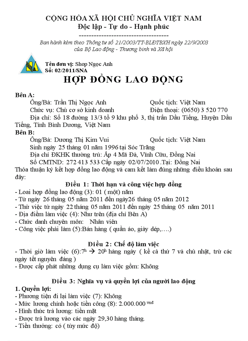 image for page Hop dong lao dong mẫu
