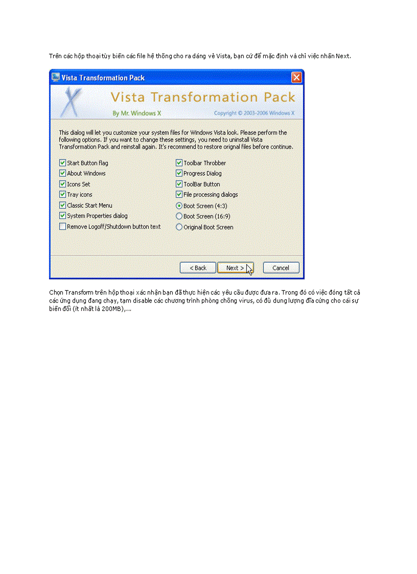 image for page Hướng dẫn cài đặt Vista Transformation Pack