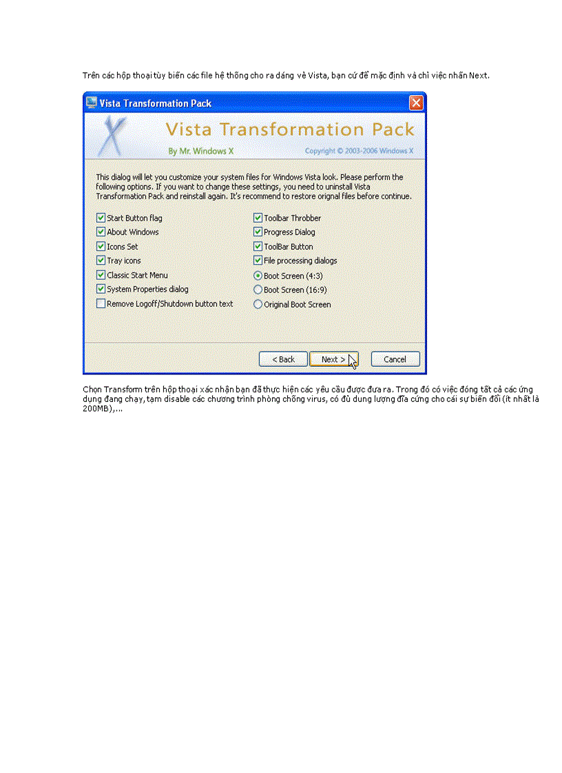 Hướng dẫn cài đặt Vita transformation Pack