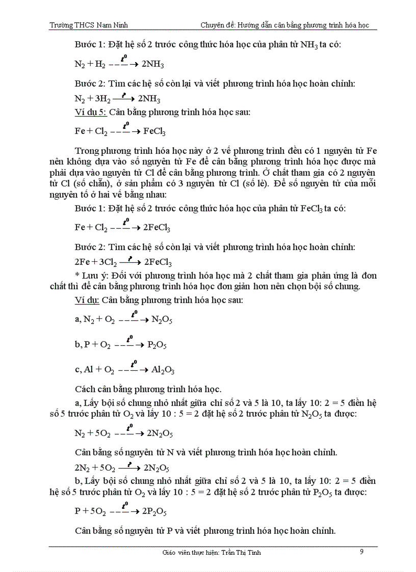 image for page Hướng dẫn cân bằng phương trình hóa học