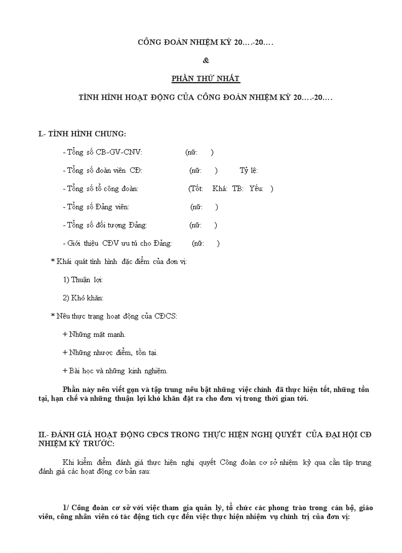 image for page Hướng dân Đại hội Công đoàn NK 2010 2012